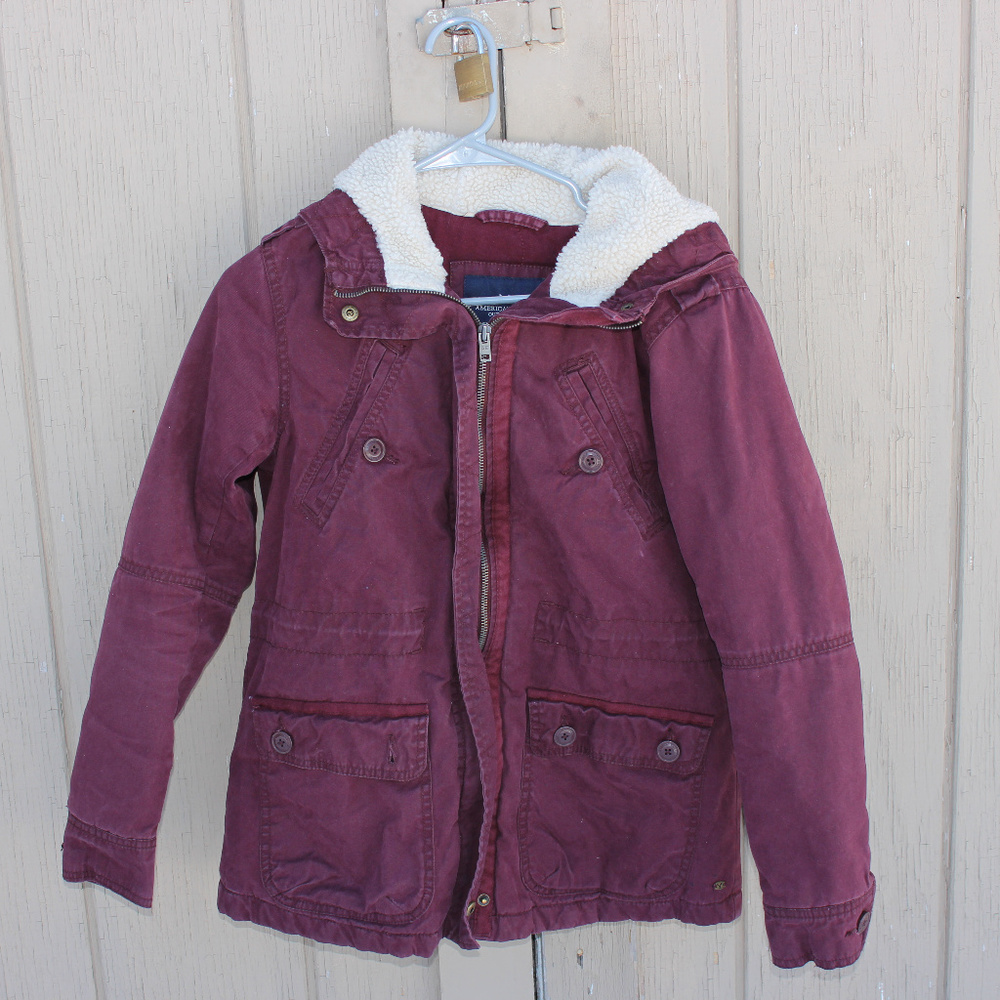 Maroon American Eagle Outfitters Utility Jacket